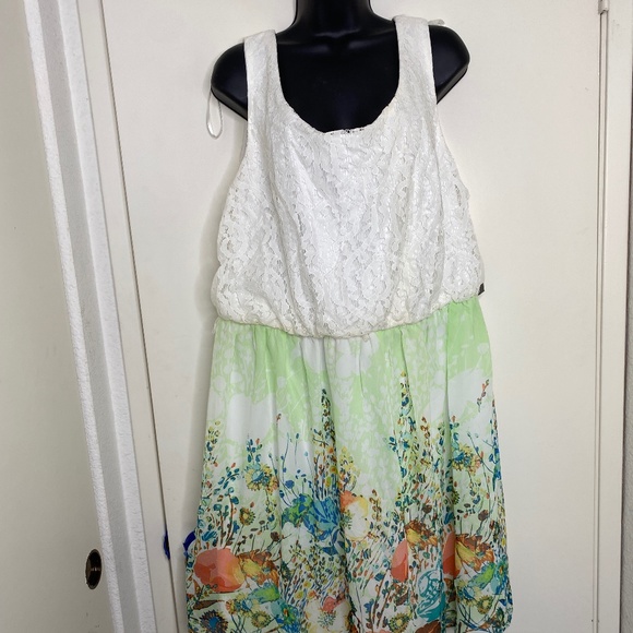 LUX II Woman Spring/Summer Dress sz 2X Sleeveless floral and lace - Picture 1 of 12